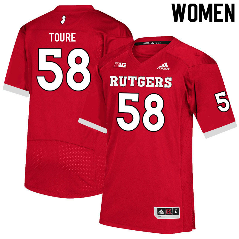 Women #58 Mohamed Toure Rutgers Scarlet Knights College Football Jerseys Sale-Scarlet